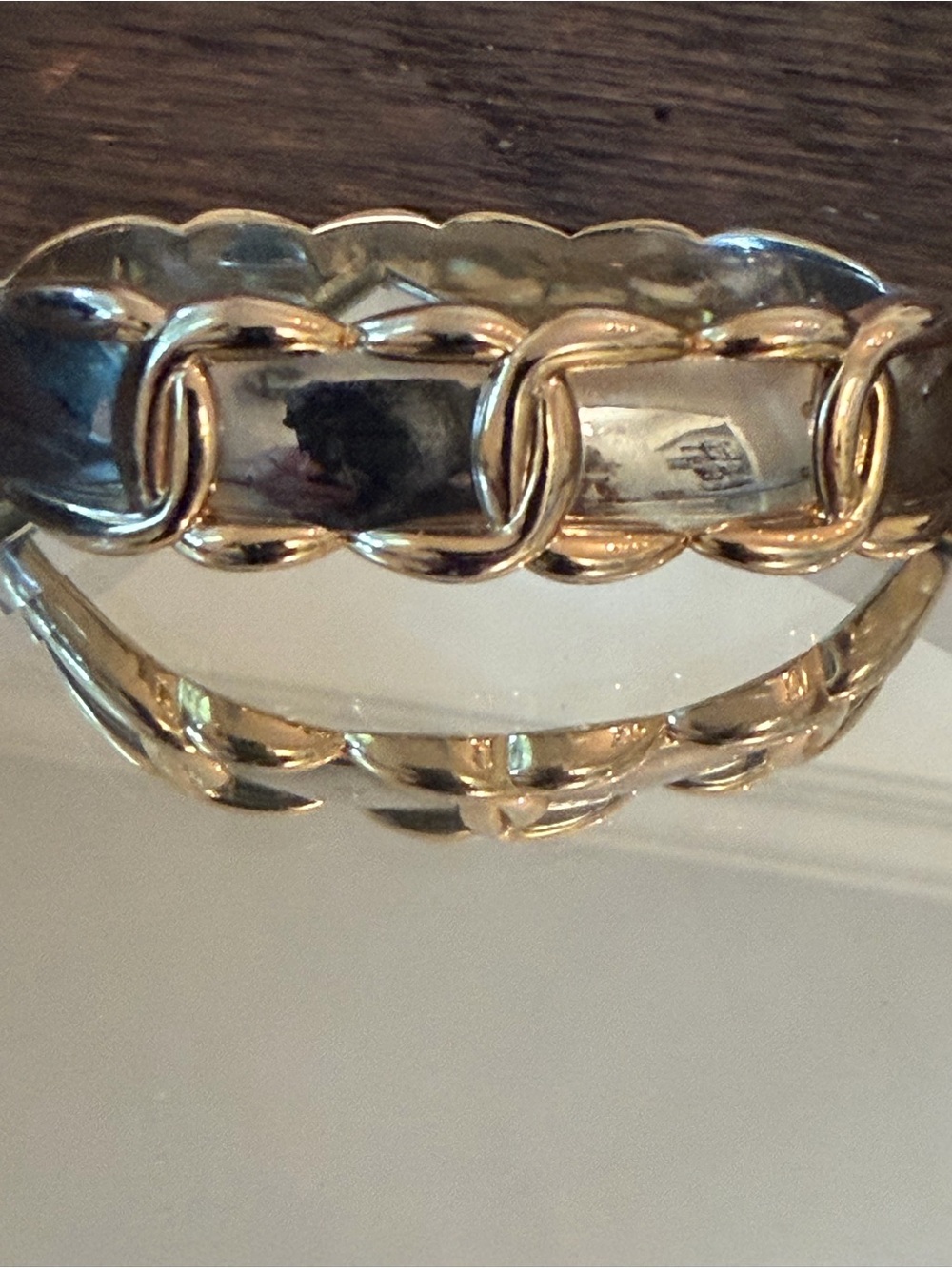 Gold and Silver Tone Hinged Cuff Bracelet - Women Jewelry - Picture 3 of 5